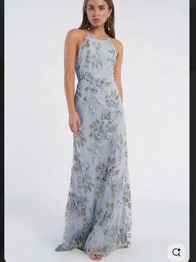 Jenny Yoo “Claire” Dress in Floral Whisper Blue / Embroidered Blouson Gown Sz 2